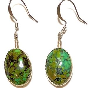 Genuine Turquoise & 925 Silver Earrings
